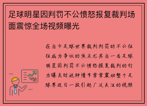 足球明星因判罚不公愤怒报复裁判场面震惊全场视频曝光